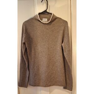 Nicole Miller New York 100% Cashmere Mock Neck Sweater Taupe Brown Womens Medium